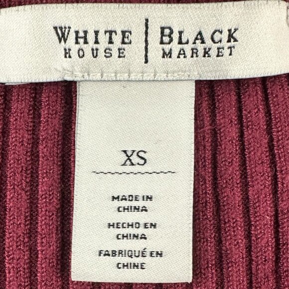 White House Black Market Burgundy V Neck Ribbed Sweater - Picture 8 of 10